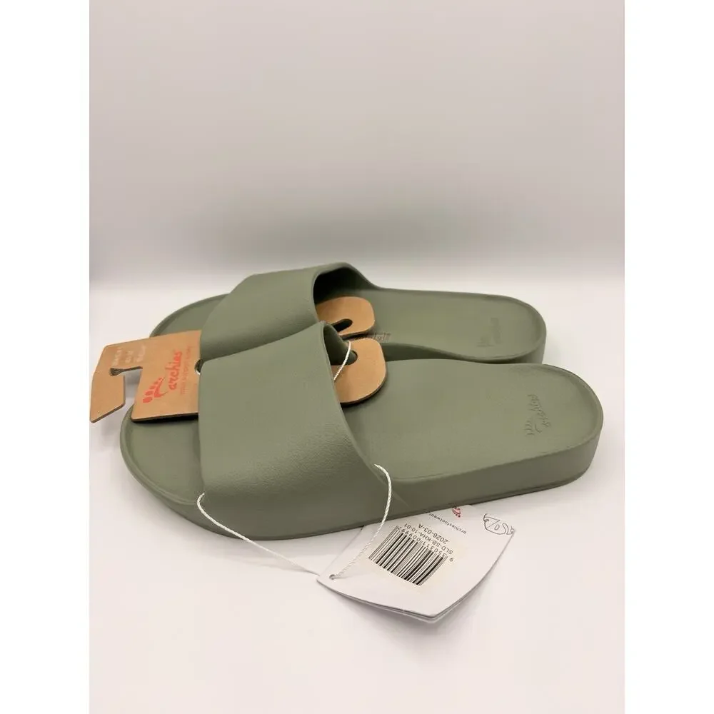 Archies Flip Flops Sandals Unisex Sz US M 10 W 11 Olive Green Arch Support NWT